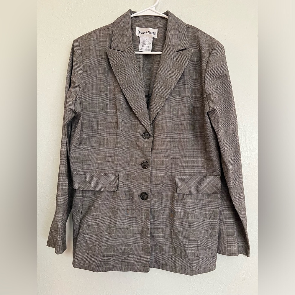 Vintage Danny & Nicole Plaid Blazer Grey Size 12 Lightweight